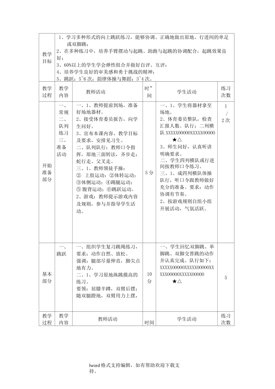 初中体育跳跃多种形式的跳跃教案_第3页