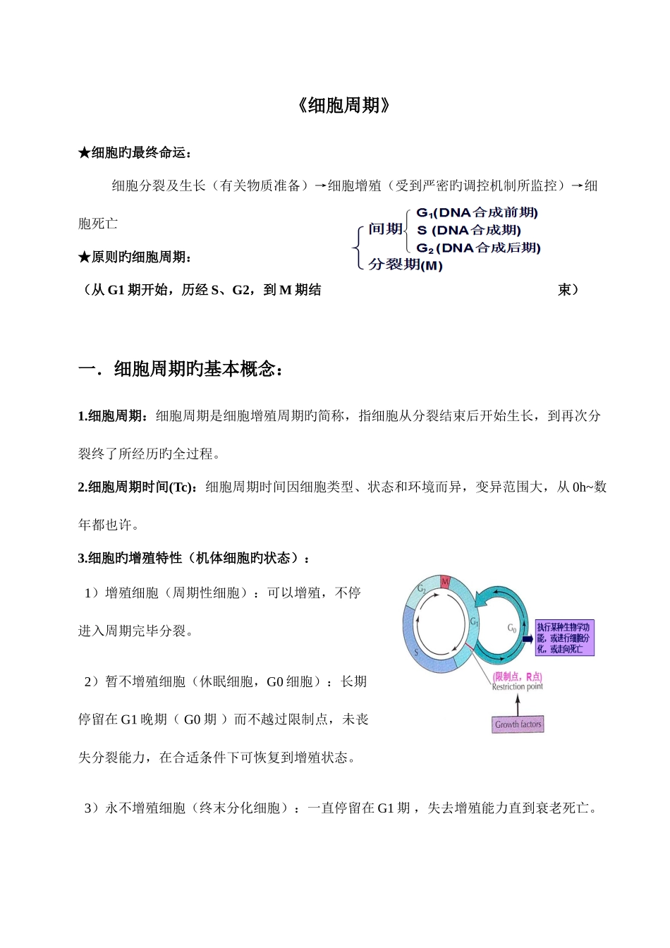 2025年细胞周期细胞生物学知识点总结_第1页