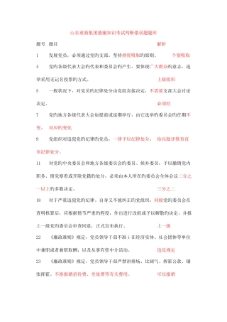 2025年山东重骑集团德廉知识考试判断错误题题库