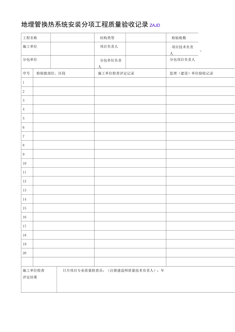 地源热泵系统子分部分项检验批验收记录_第3页