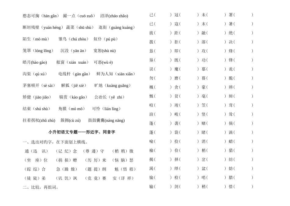 2025年小升初语文基础知识练习_第3页