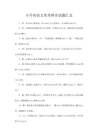 2025年小升初语文常考辨音试题汇总