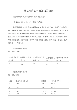 常见肉鸡品种的知识的简介