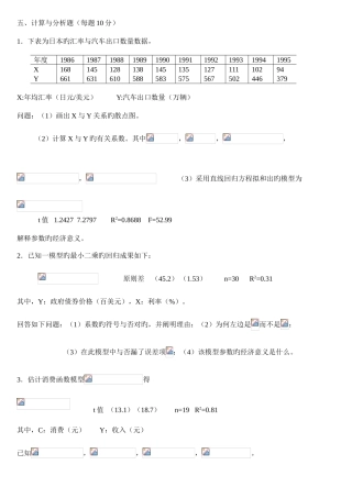 2025年计量经济学题库超及答案大题整理