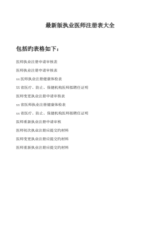 2025年执业医师注册表大全新编