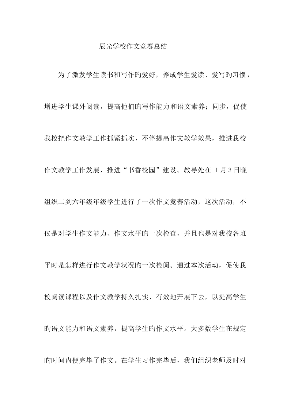 2025年小学作文竞赛总结_第1页