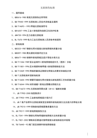 无损探伤标准