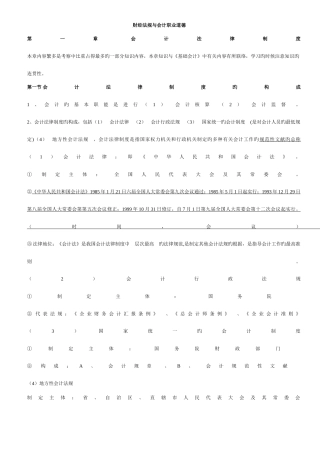 2025年财经法规与会计职业道德知识点小结