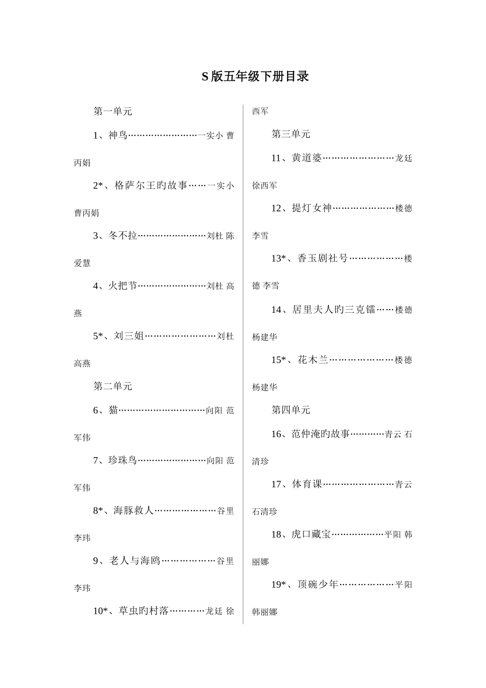 2025年语文S版五年级下册全册教案_第1页