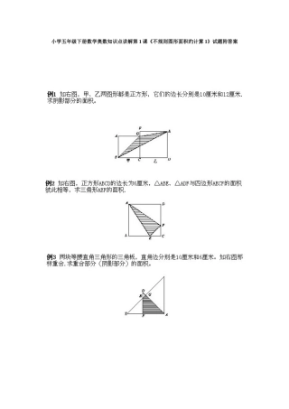 2025年小学五年级下册数学奥数知识点讲解不规则图形面积的计算试题附答案