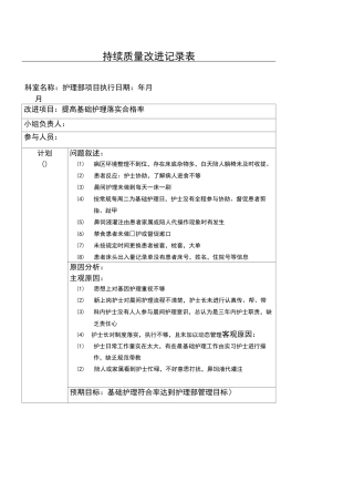 持续质量改进记录表