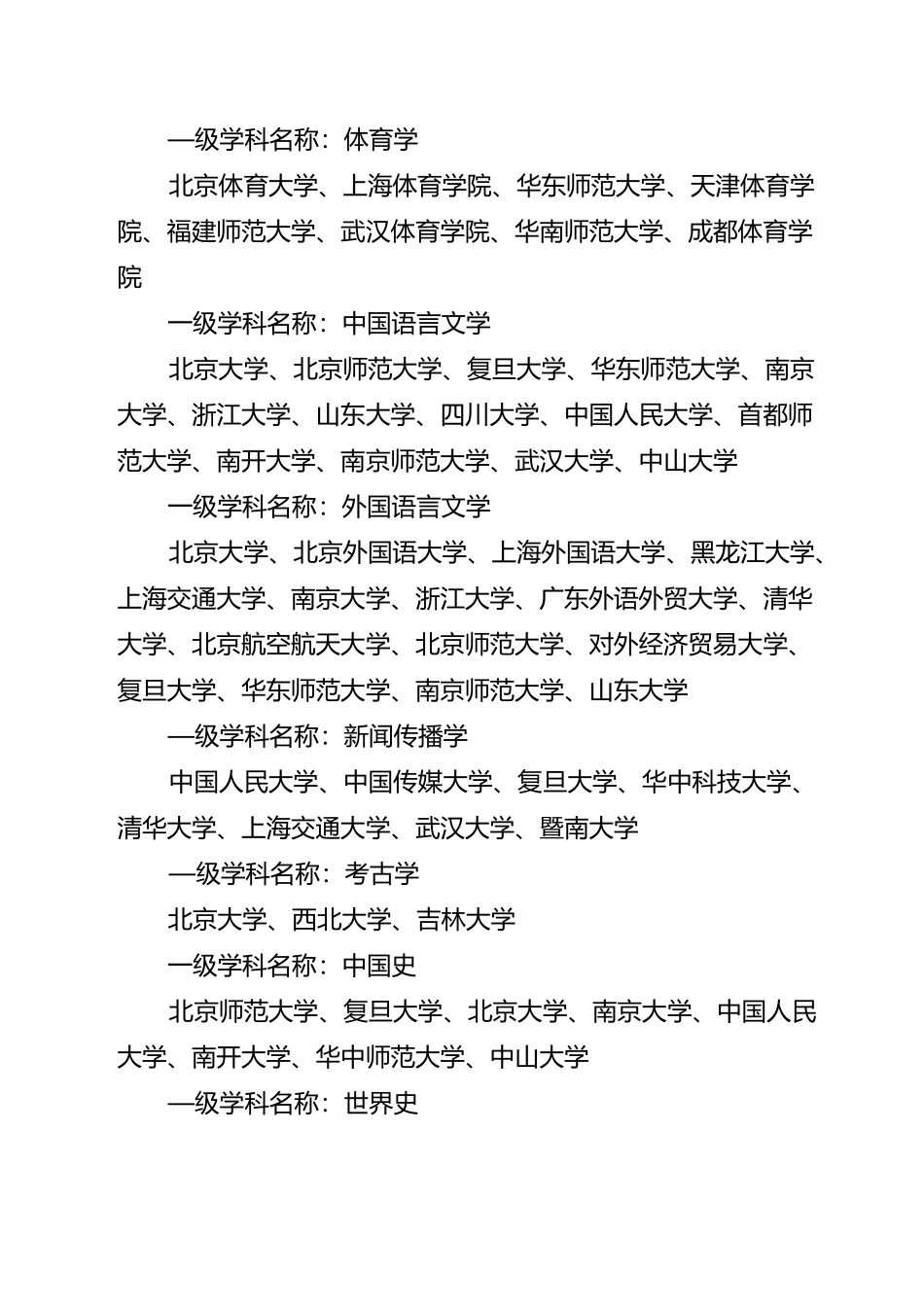 全国第四轮学科评估“A-”以上等次相应学科名单s_第3页