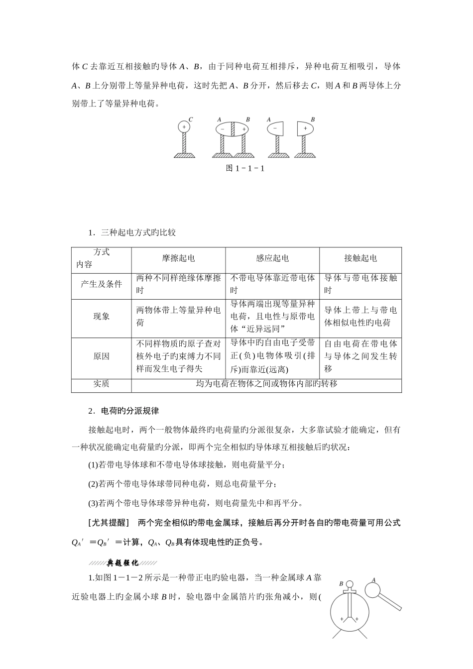 2025年第节电荷及其守恒定律知识点及典型例题_第2页