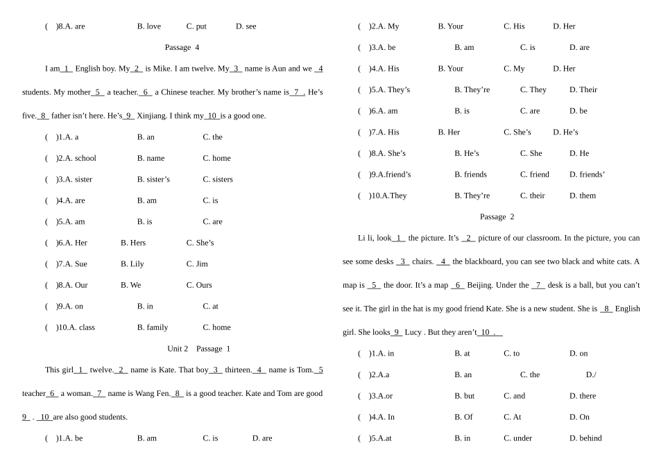 2025年小升初合集完形填空_第2页