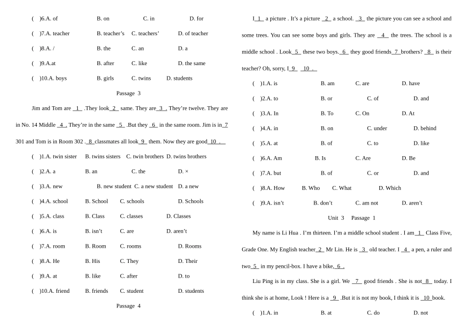 2025年小升初合集完形填空_第3页