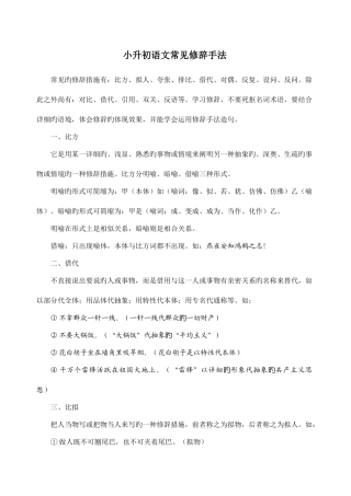 2025年小升初语文修辞专题复习