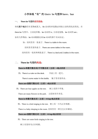 2025年小学阶段therebe句型语法知识点及练习