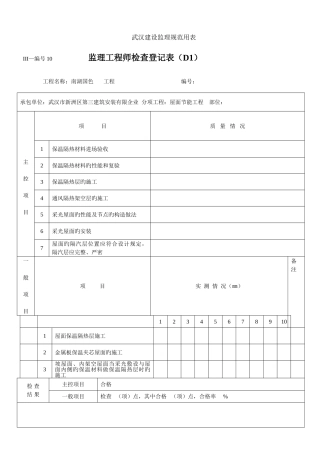 2025年监理工程师检查记录表节能