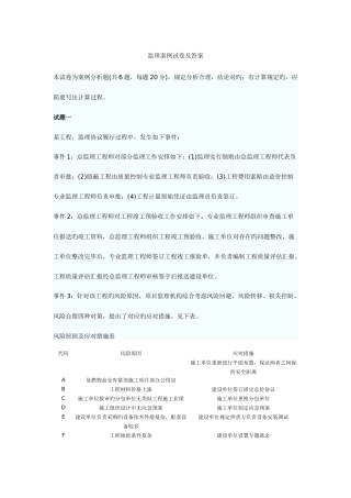 2025年监理工程师历年真题及答案案例分析合同管理基础理论与相关法规质量投资进度控制