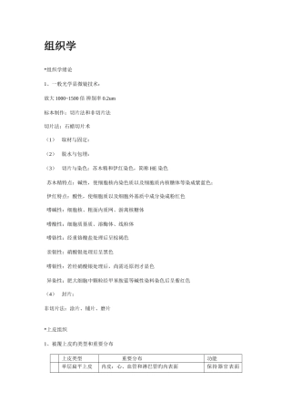 2025年组织学与胚胎学重点知识点归纳