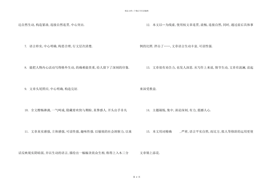 小学有关想象的评语大全_第2页