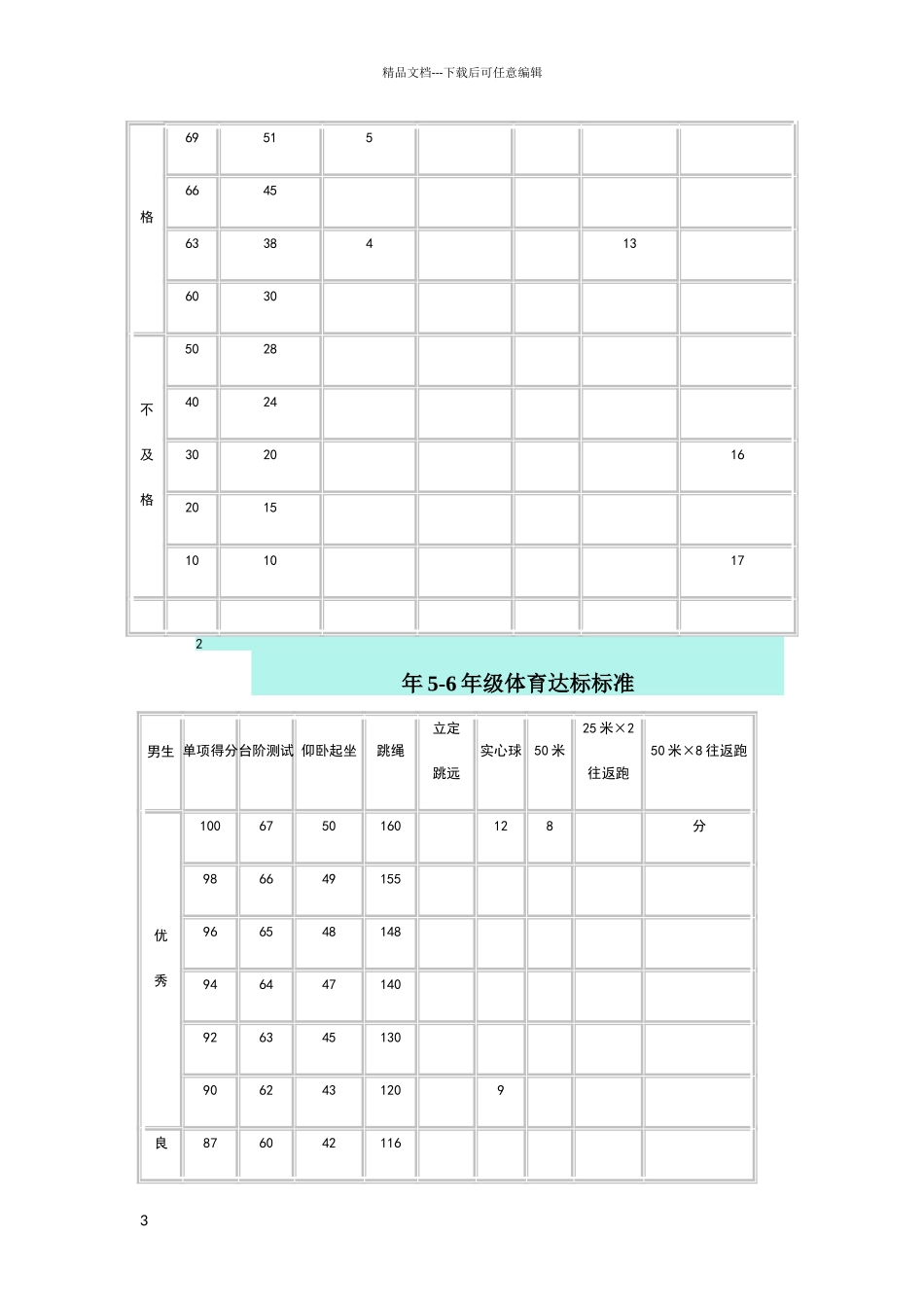 小学生体育达标国家标准_第3页