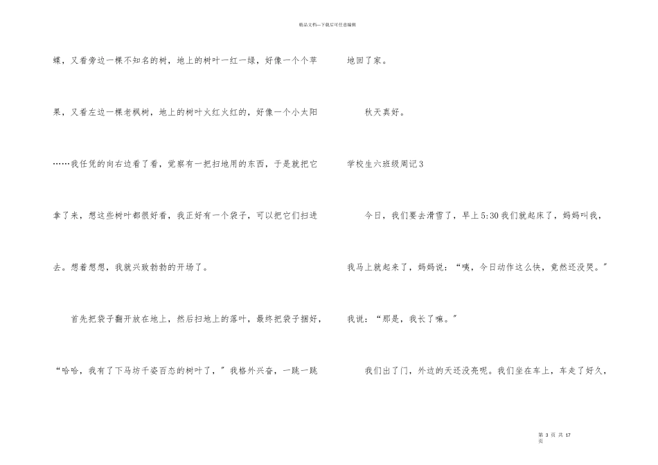 小学生六年级周记_第3页