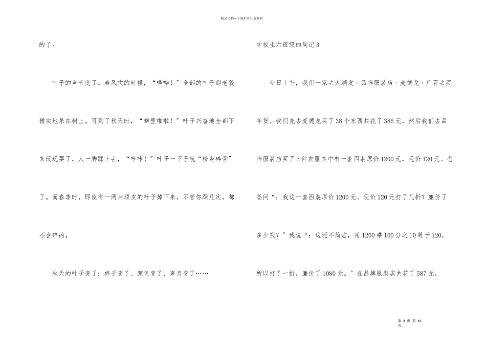 小学生六年级的周记_第3页