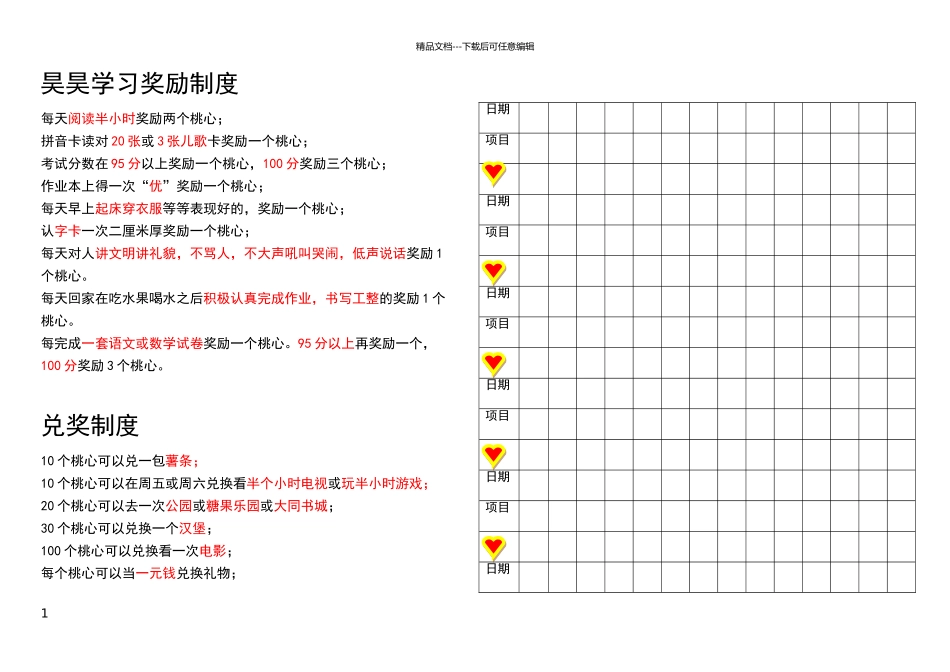 小学生学习奖励制度_第1页
