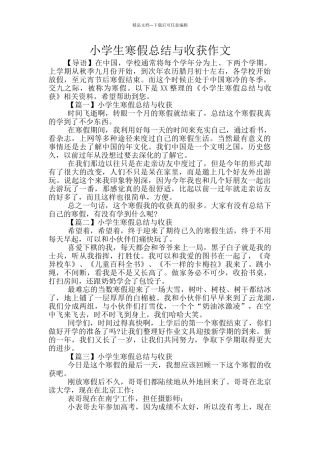 小学生寒假总结与收获作文