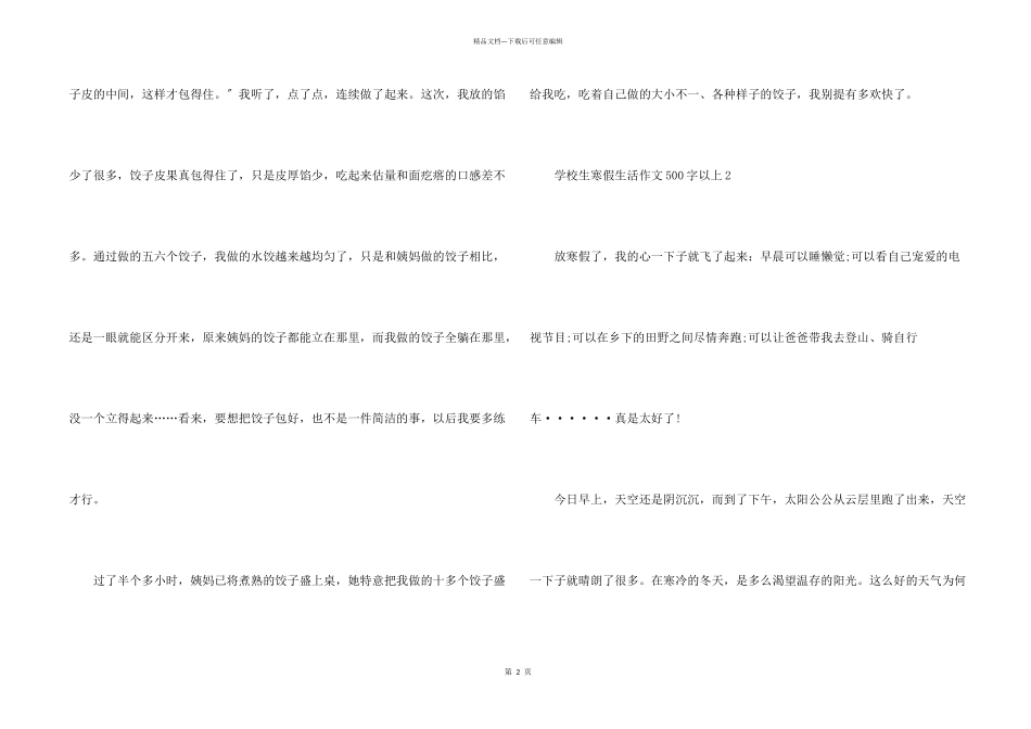 小学生寒假生活500字以上_第2页