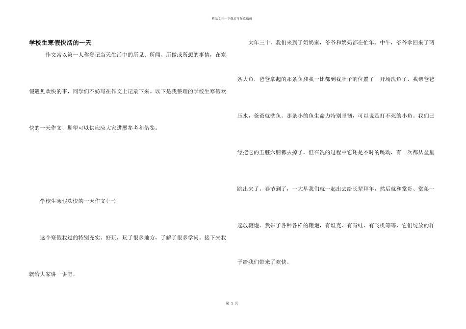 小学生寒假开心的一天_第1页