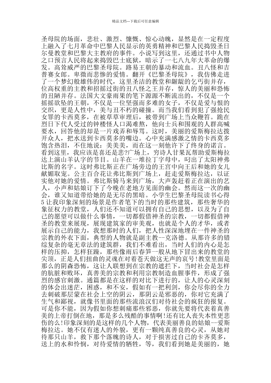 小学生巴黎圣母院读书心得_第3页