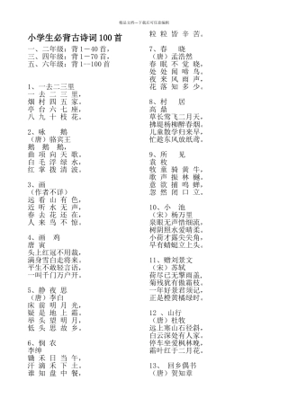 小学生必背古诗词100首12920