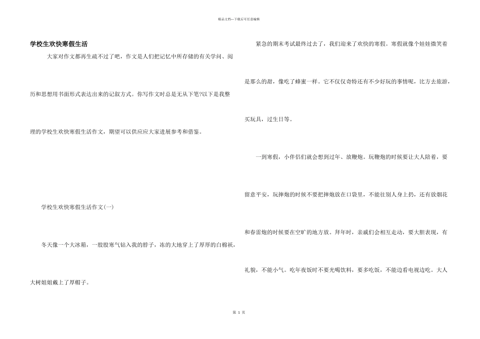 小学生快乐寒假生活_第1页