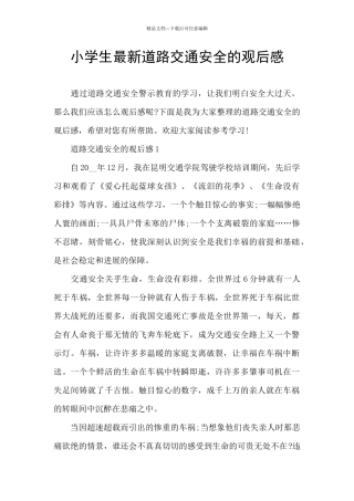 小学生最新道路交通安全的观后感