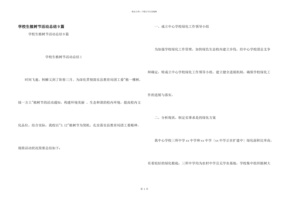 小学生植树节活动总结9篇_第1页