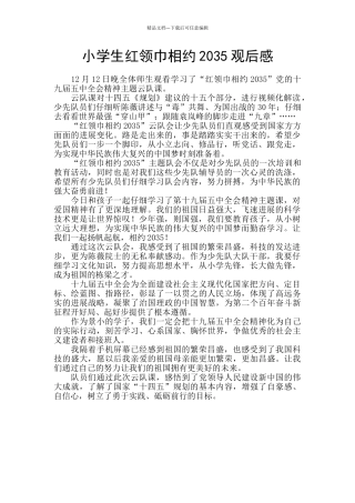 小学生红领巾相约2035观后感