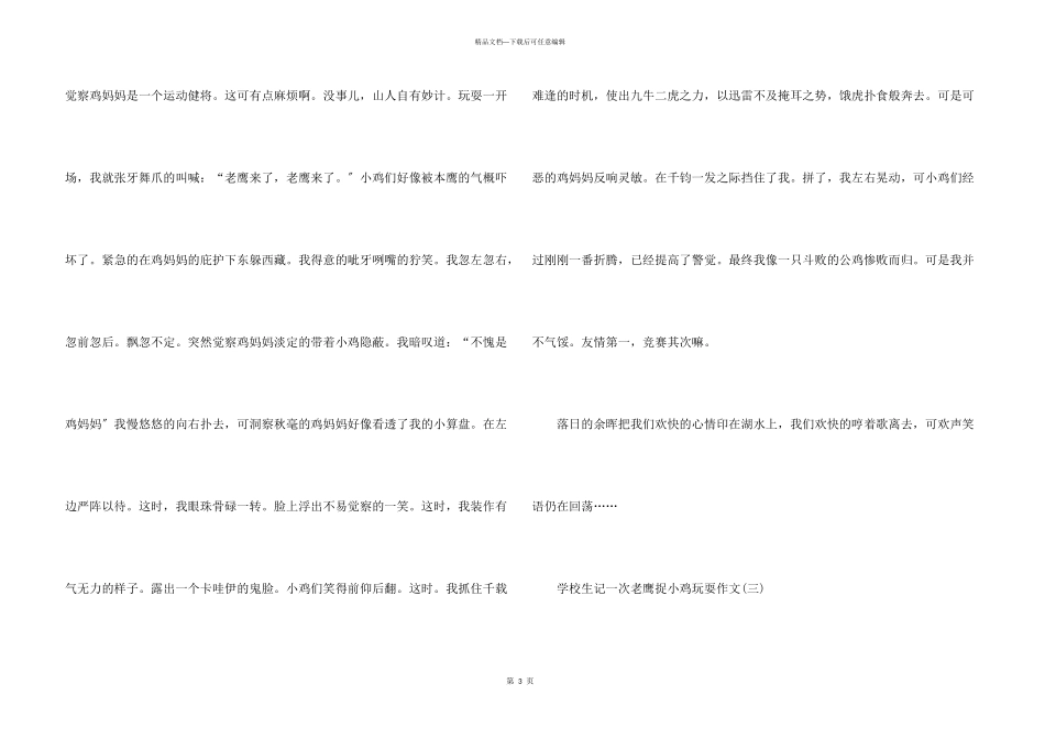 小学生记一次老鹰捉小鸡游戏_第3页