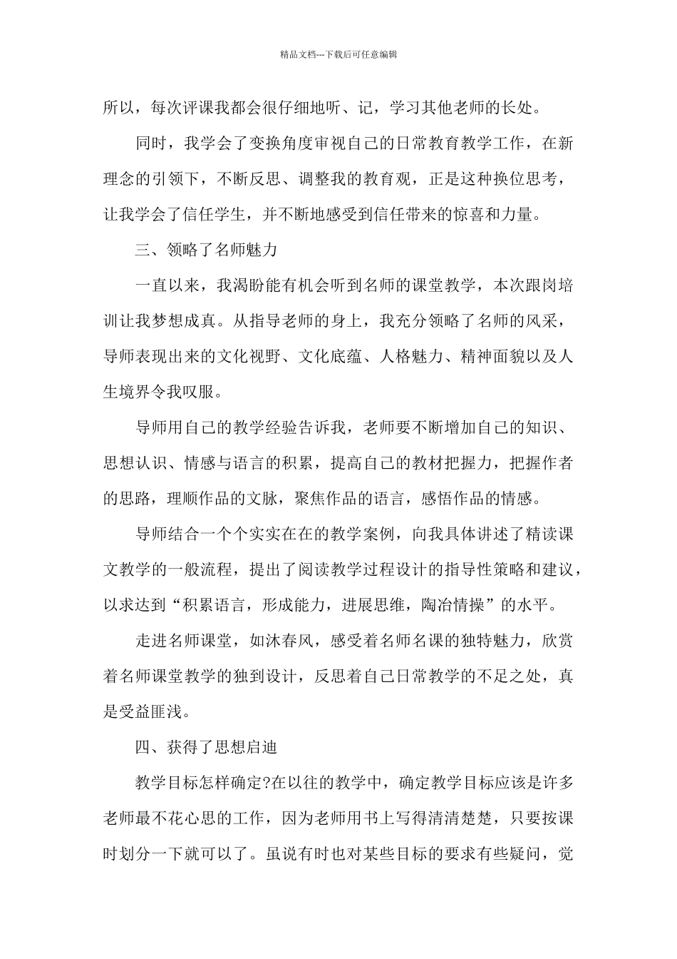 小学老师跟岗培训总结报告_第3页