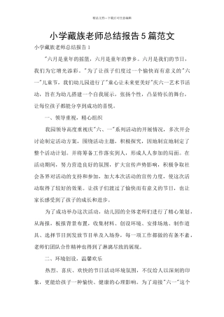 小学藏族教师总结报告5篇范文