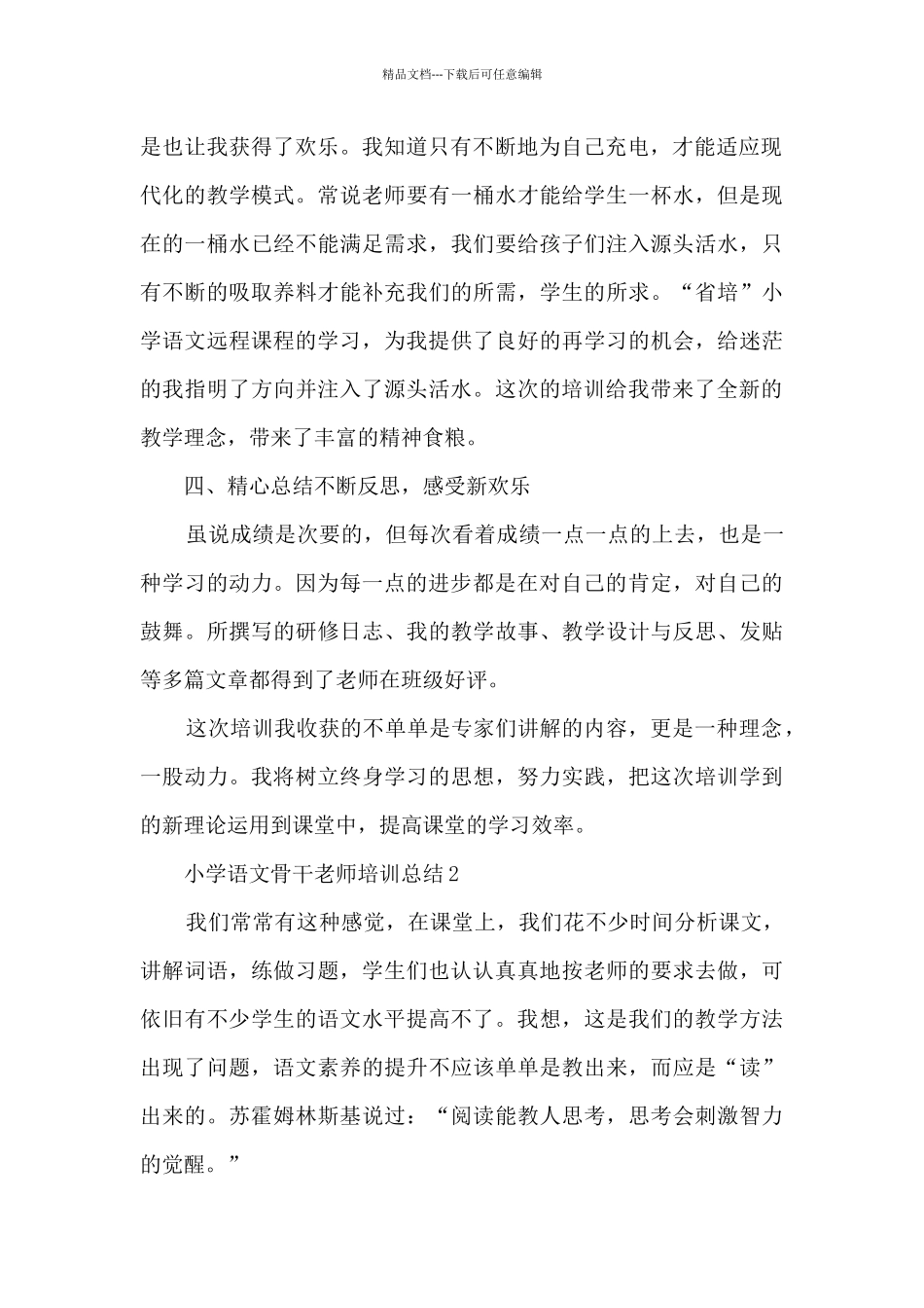 小学语文骨干教师培训总结_第2页
