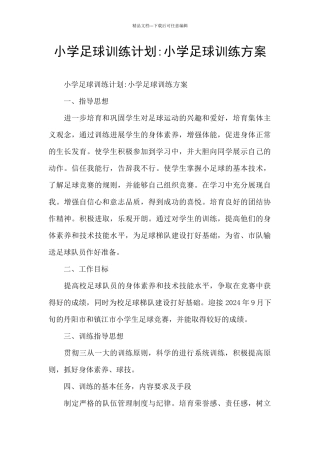 小学足球训练计划