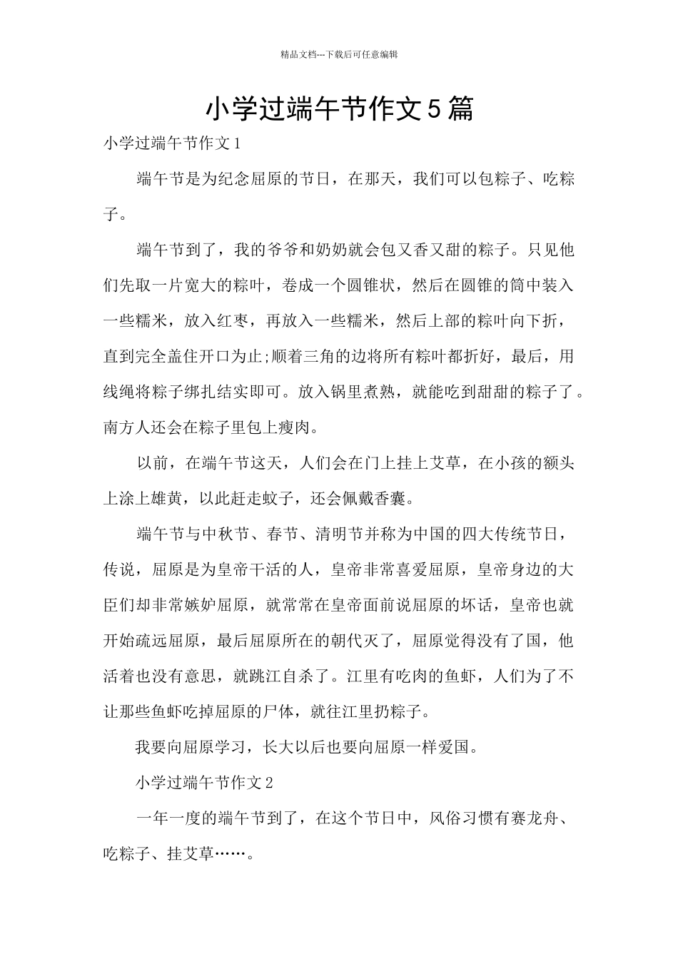 小学过端午节作文5篇_第1页