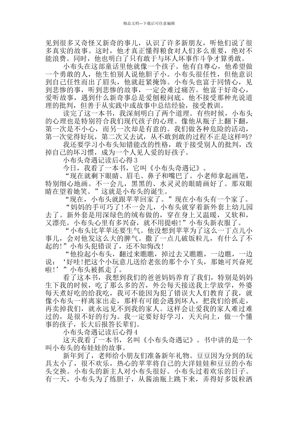 小布头奇遇记读后心得范文5篇_第2页