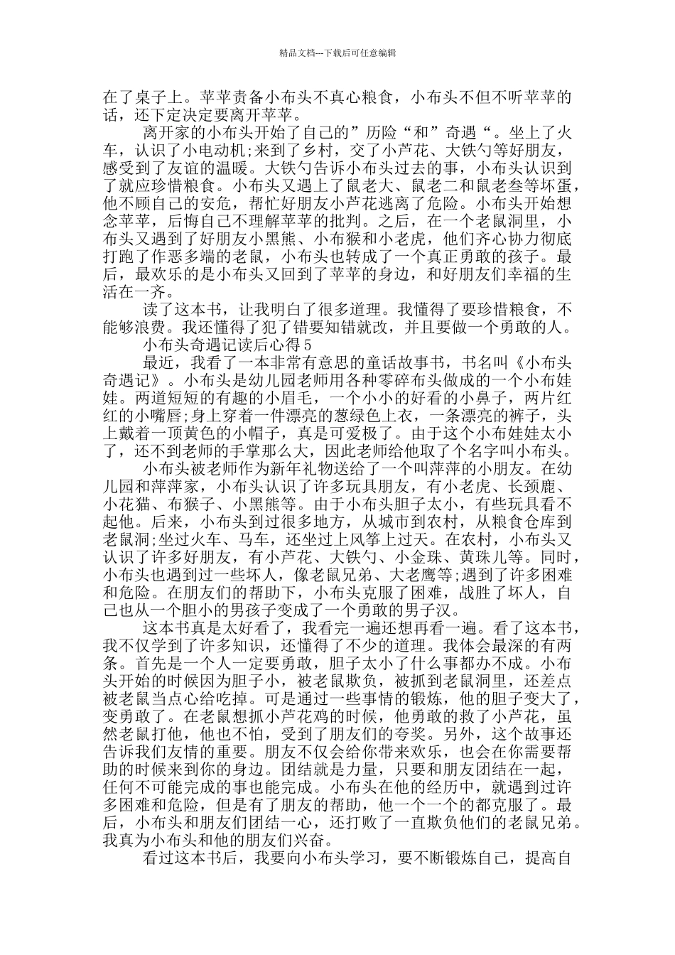 小布头奇遇记读后心得范文5篇_第3页