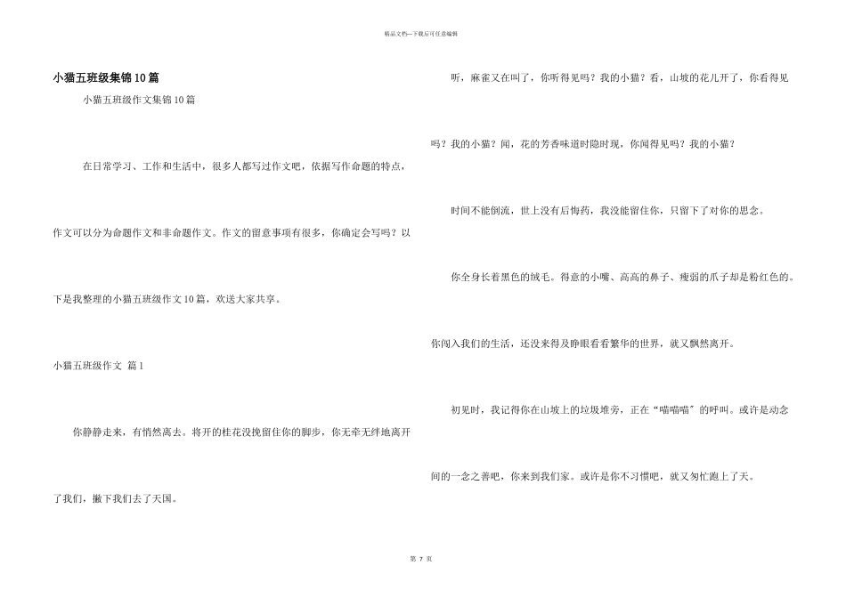 小猫五年级集锦10篇_第1页