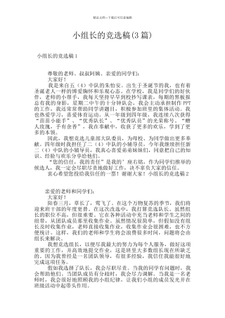 小组长的竞选稿