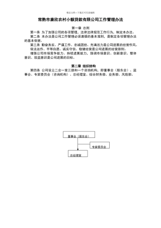 小额贷款公司工作管理办法