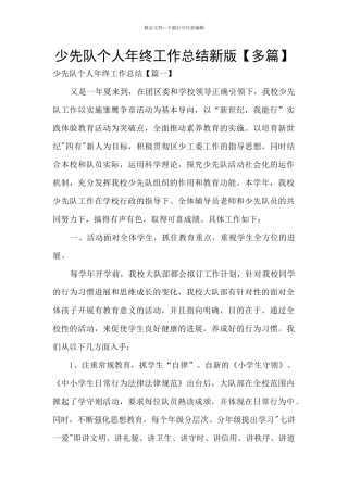 少先队个人年终工作总结新版